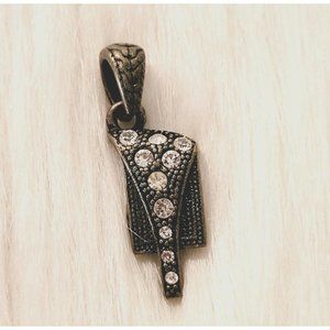 HOrse Saddle Rhinestone Pendant Silver‎ Tone Metal Rodeo Coastal Cowgirl 14987